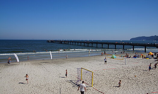 Binzer Strand Richtung Seebrücke - Rügen, Pension ANKER